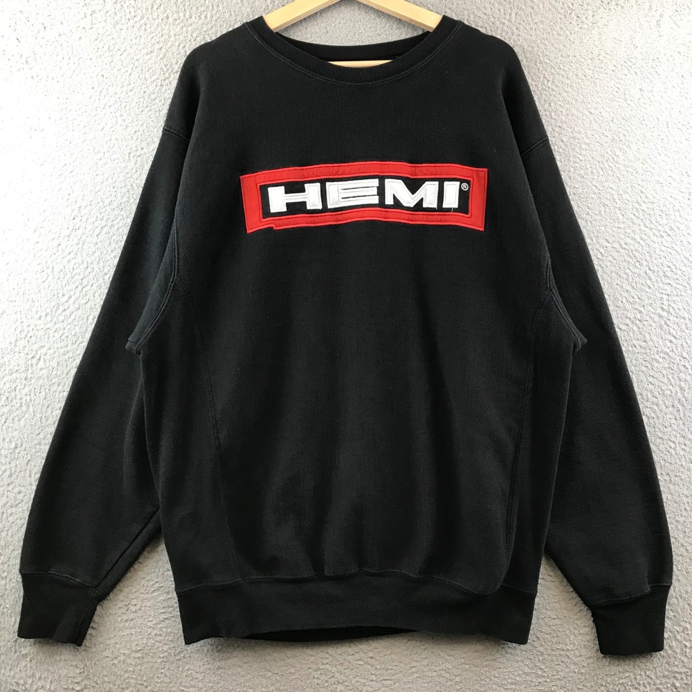 Chrysler Hemi‎ Sweatshirt Mens Large Black Graphic Logo Pullover Crew Neck